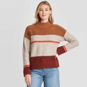 Universal Thread Striped Mock Neck Sweater W's M